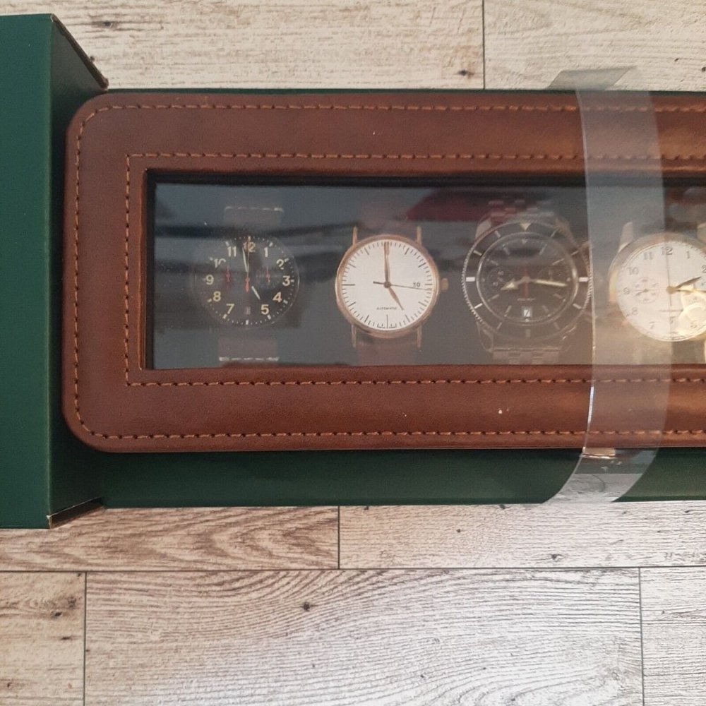 6 Piece Watch Case Woodburry Brown New in Box - Picture 4 of 14